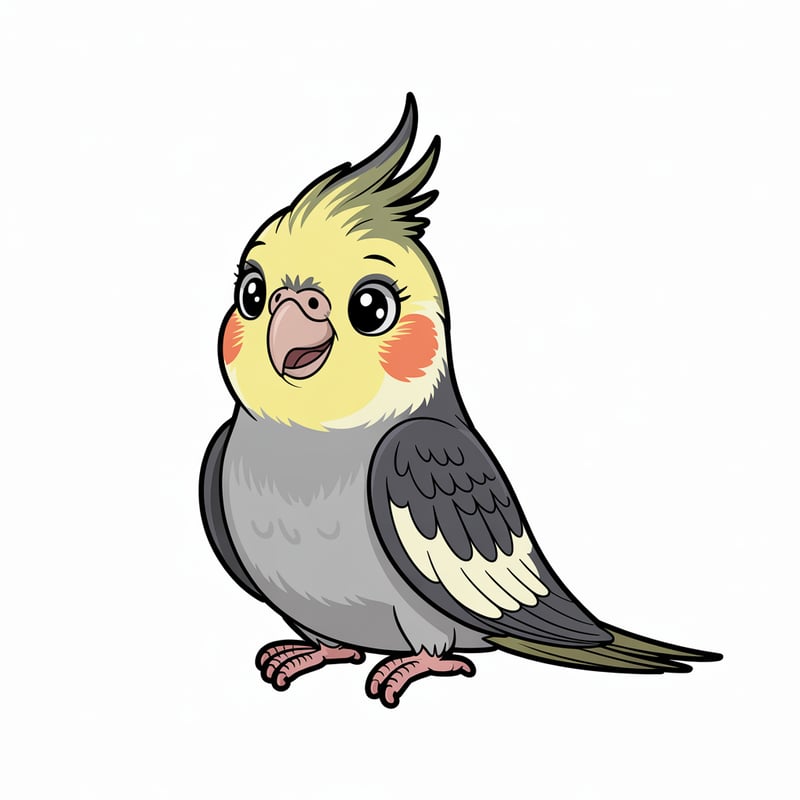 Cute Vector Cockatiel Nursery Art