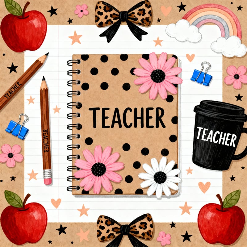 Teacher-Themed Stationery Illustration
