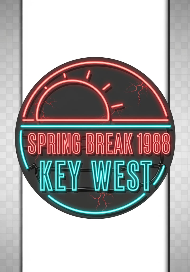 Key West Spring Break 1988 Neon Emblem