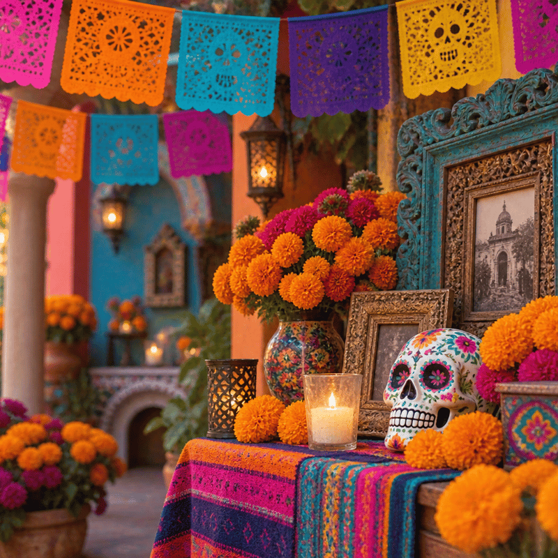 Vibrant Papel Picado & Marigold Frames