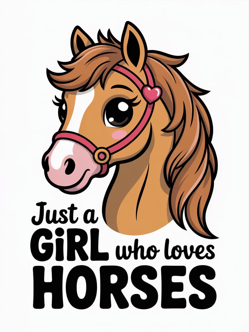 Kawaii Horse Vector T-Shirt Design
