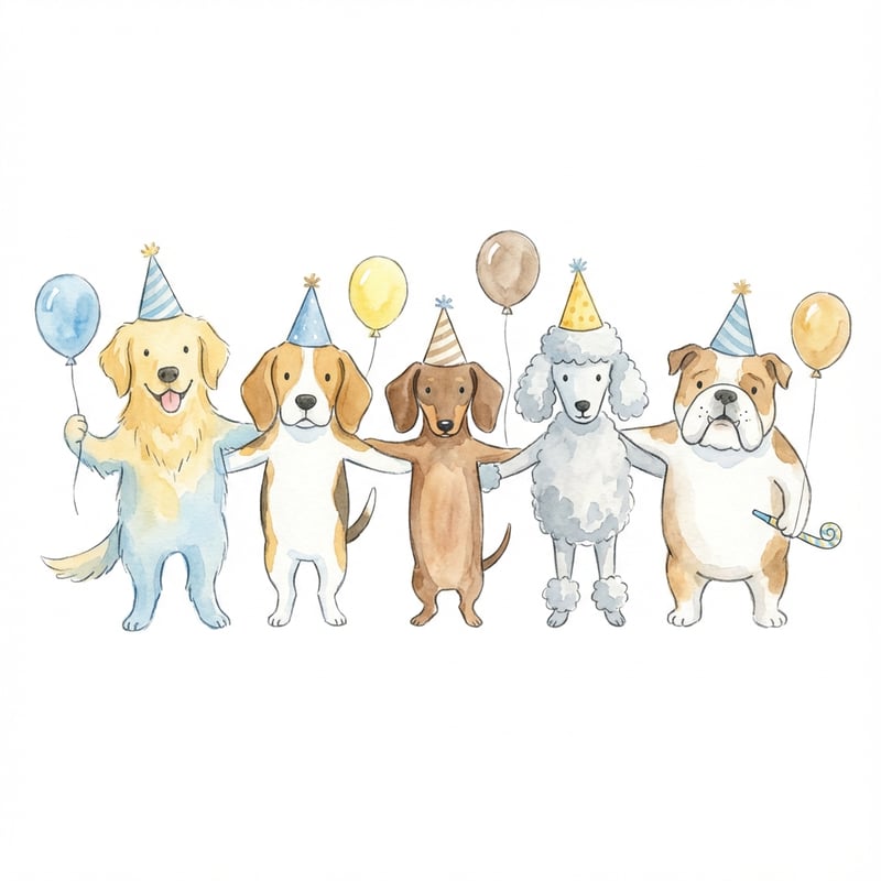 Party Dogs Watercolor Clipart