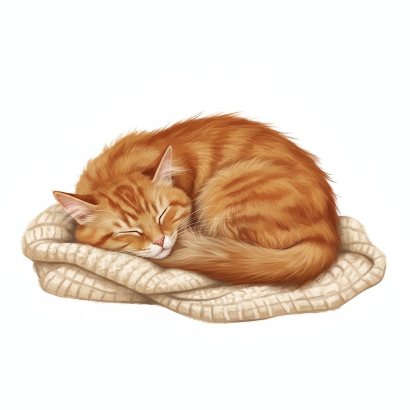 Fluffy Ginger Cat Sleeping