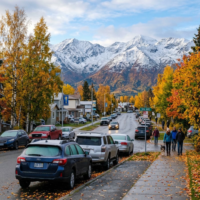 Anchorage Street Scene in Early Autumn