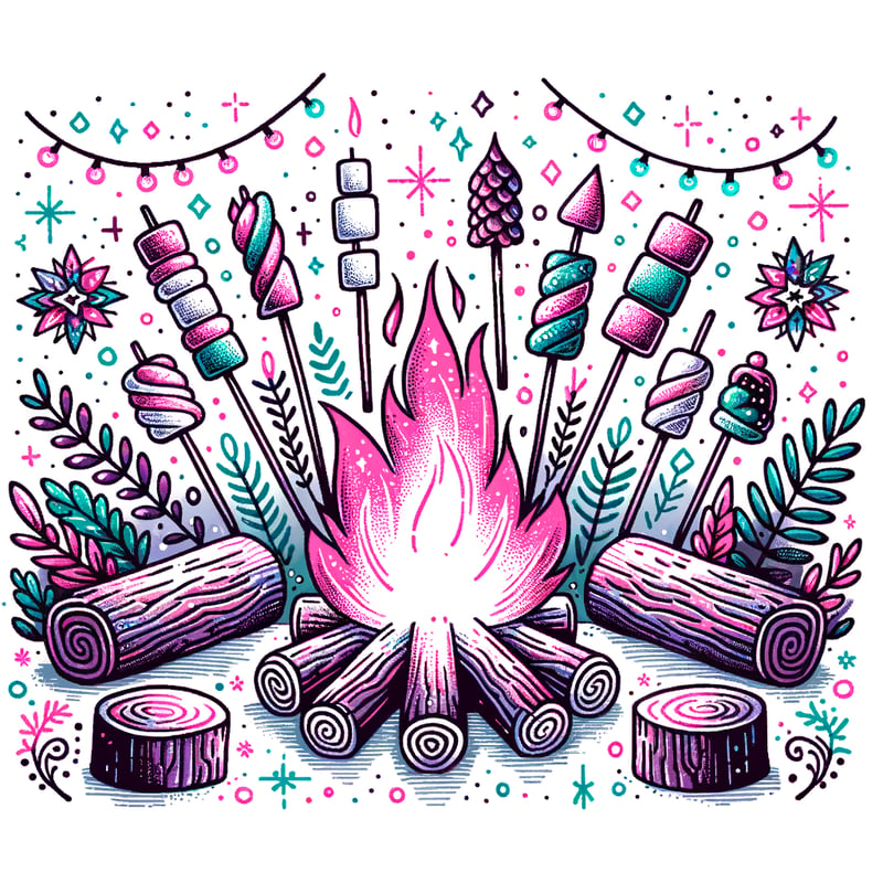 Vibrant Campfire Doodle Clipart