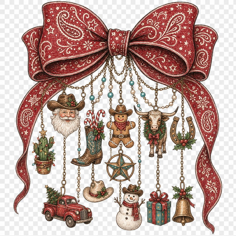Western Christmas Charms Illustration