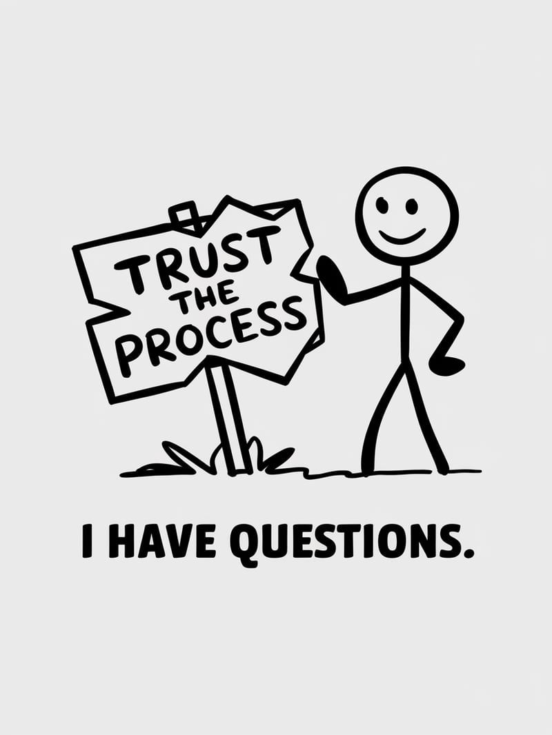 Stick Figure with Broken Trust Sign