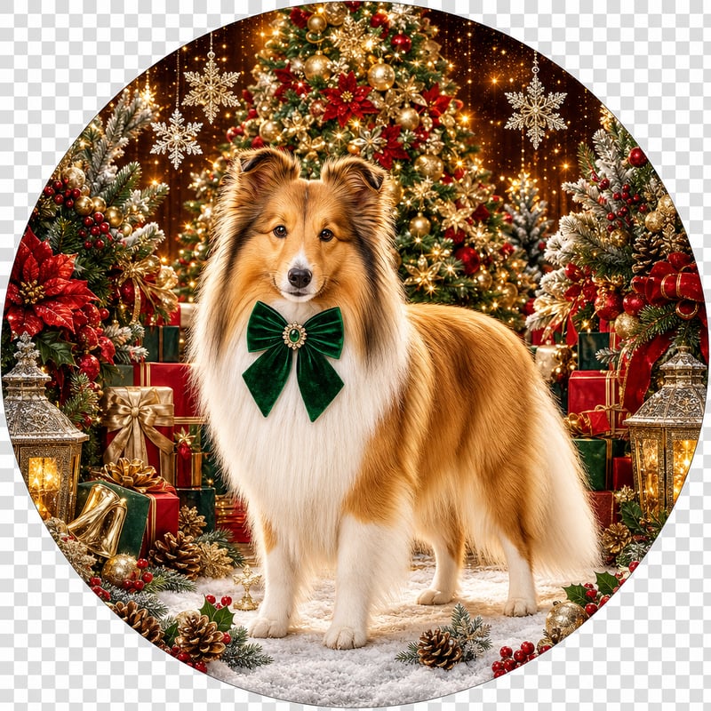 Golden Shetland Sheepdog Christmas Circle