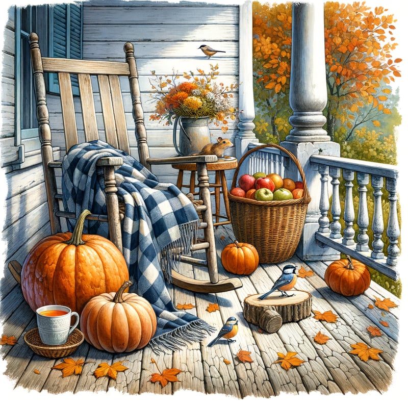 Cozy Rustic Farmhouse Porch Scene