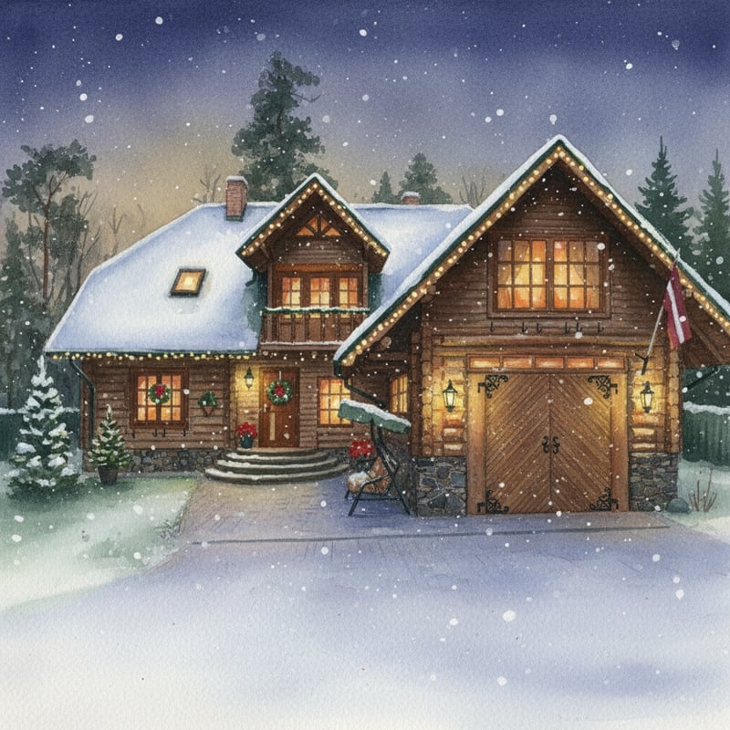 Dreamy Winter Evening Watercolor
