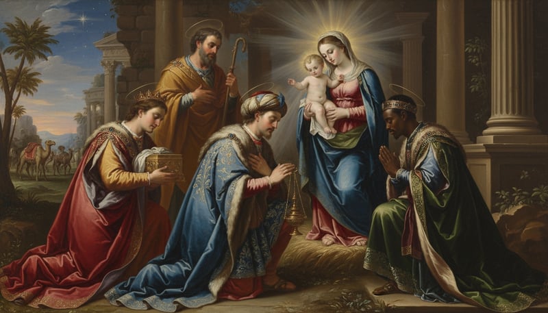Majestic Oil Painting of The Magi