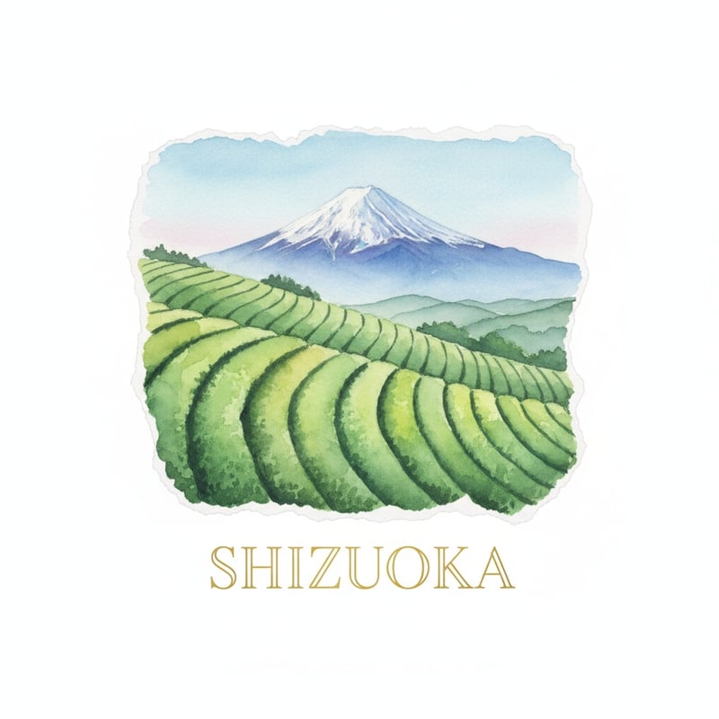 Watercolor Painting of Shizuoka Tea Fields