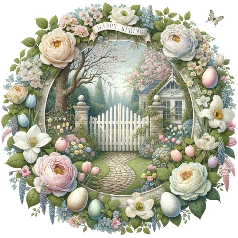 Spring Cottage Garden Circular Art