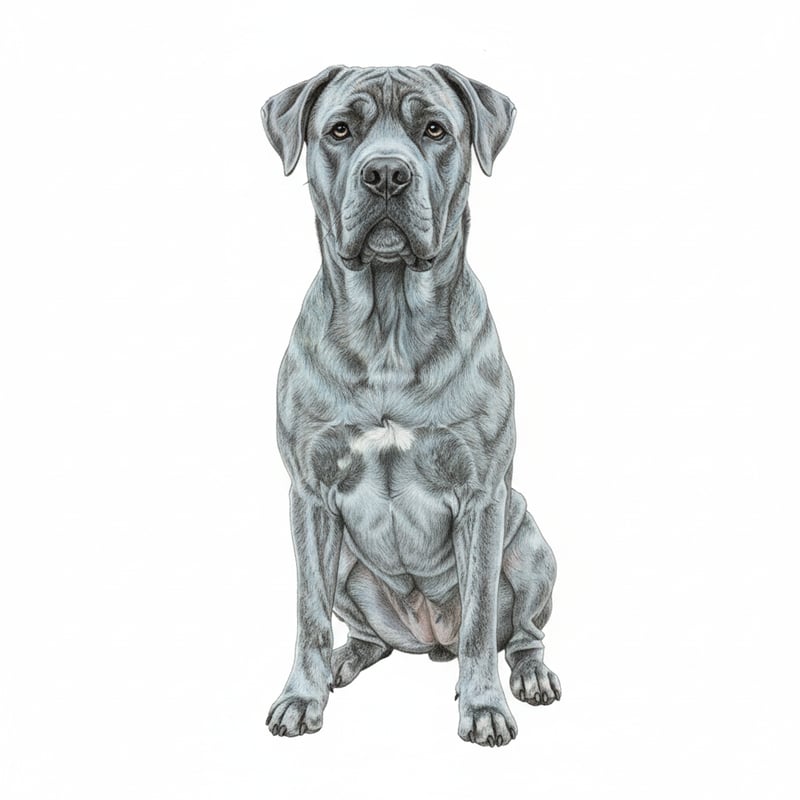 Realistic Grey Brindle Cane Corso Drawing