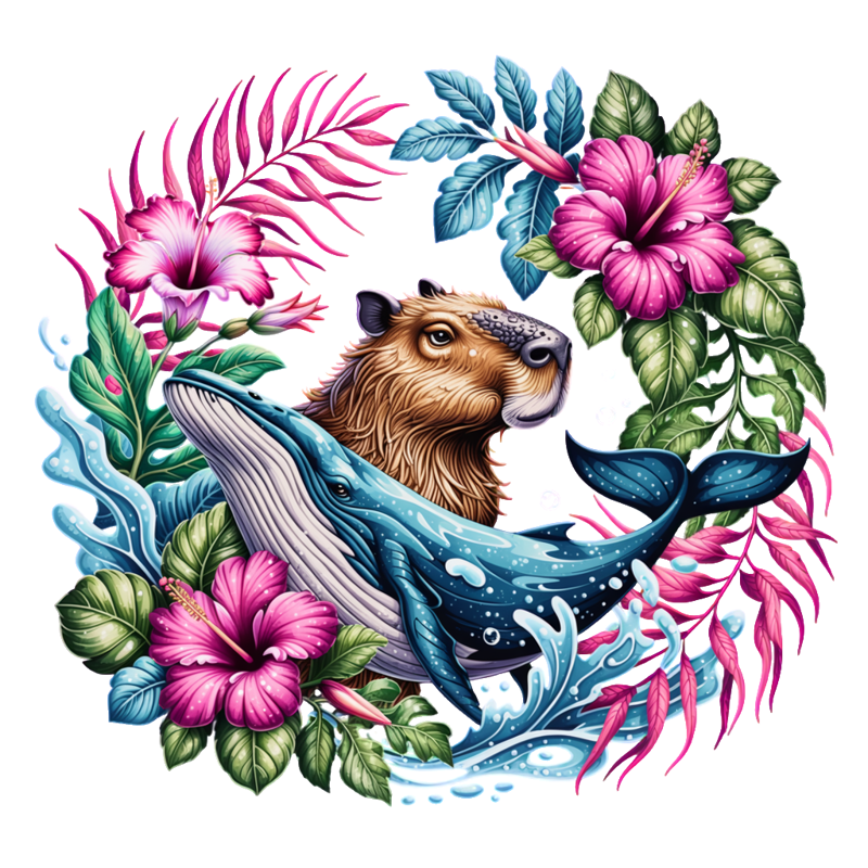 Capybaras in Tropical Whale Frame