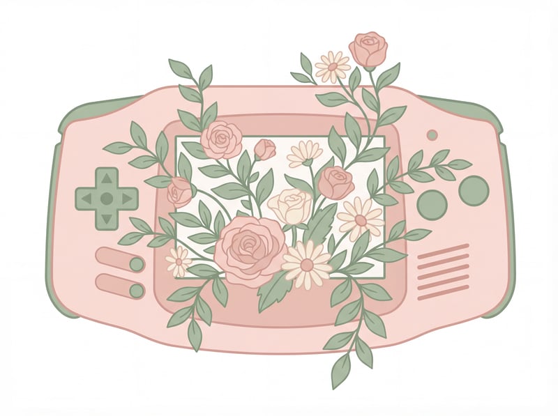 Pastel Pink Gaming Console with Vines