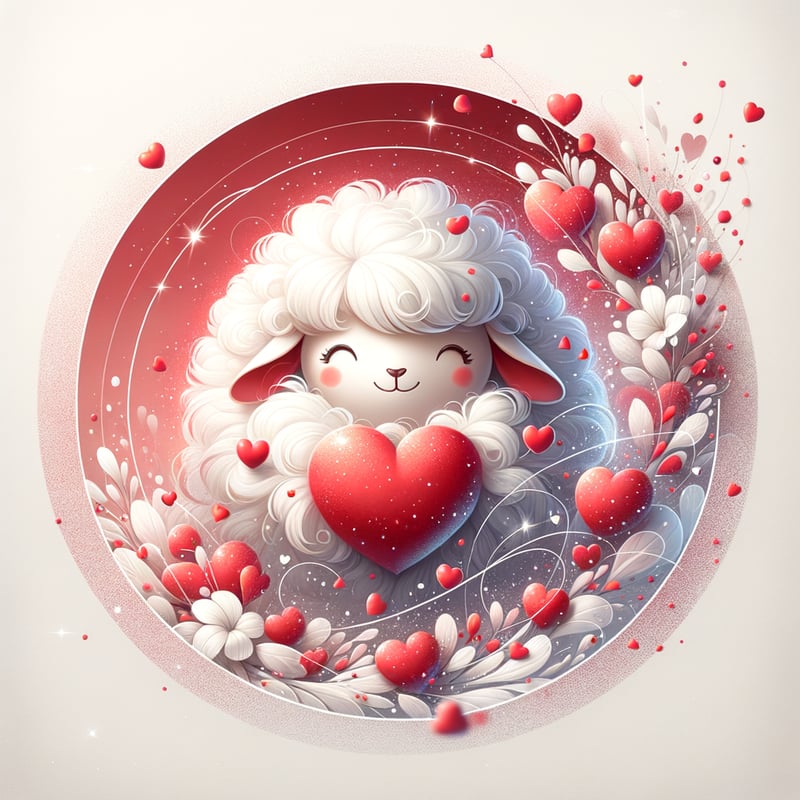Whimsical Valentine Sheep Watercolor