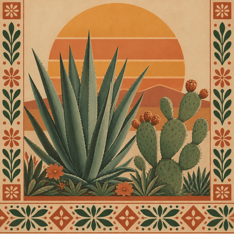 Agave & Prickly Pear Sunset