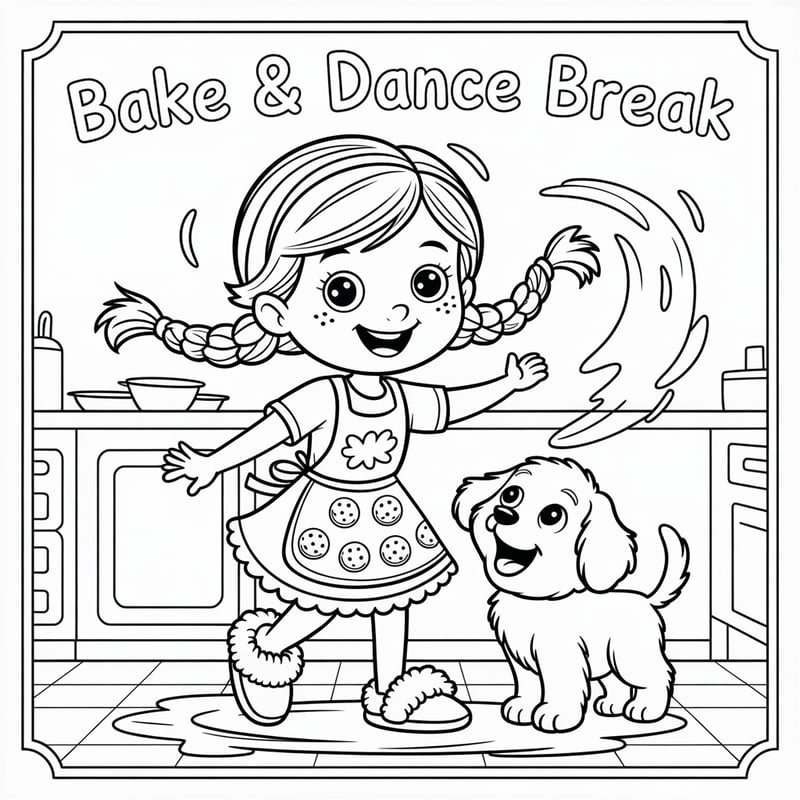 Children's Coloring Book: Bake & Dance