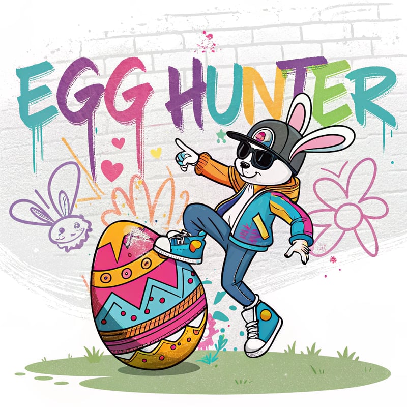 Cool Breakdancing Easter Bunny Illustration