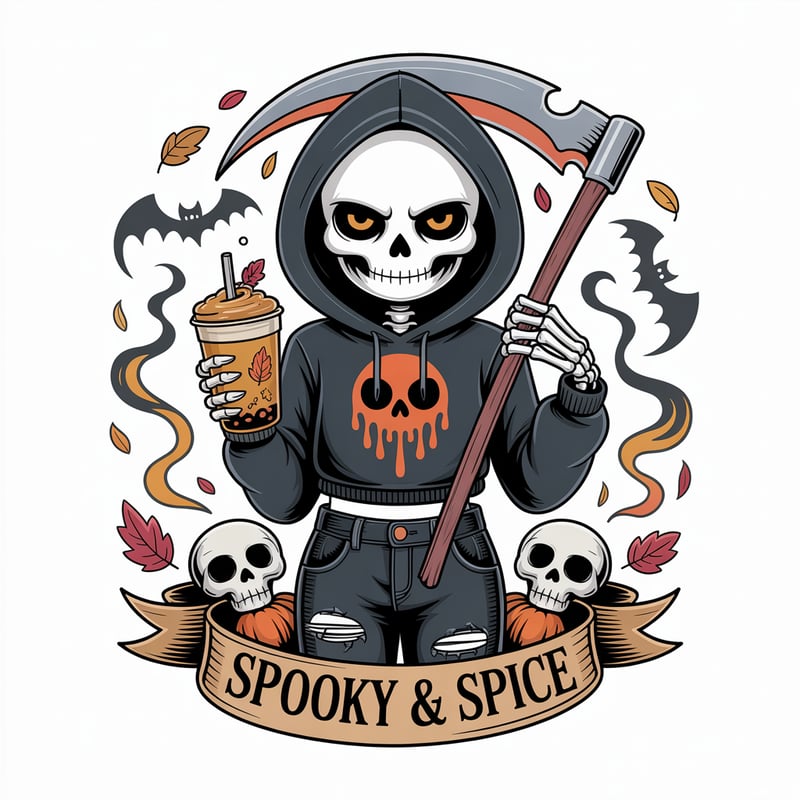 Teenage Skeleton Reaper Girl Illustration
