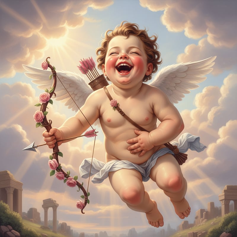 Laughing Cupid Illustration