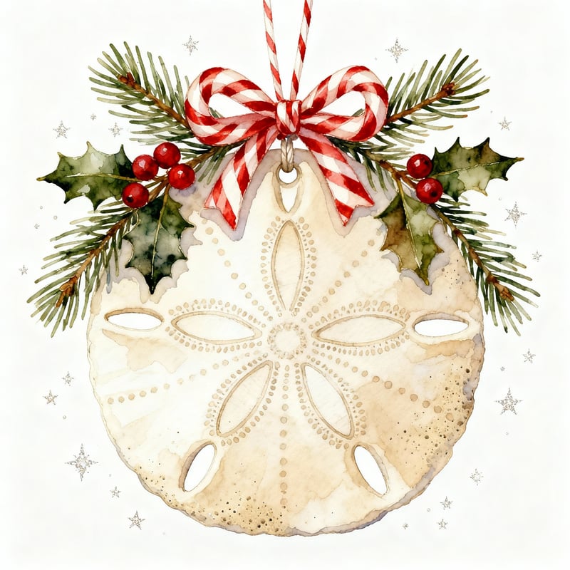 Sand Dollar Ornament with Holiday Decor