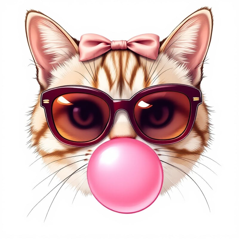 Chic Cat Illustration with Sunglasses
