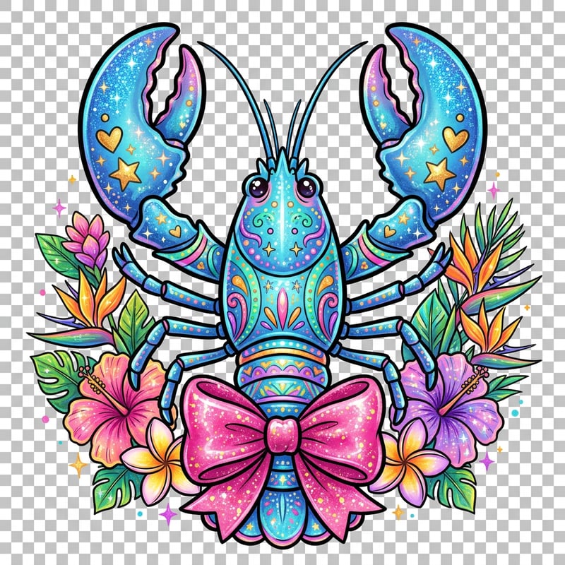 Cute Blue Lobster Illustration