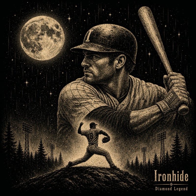 Vintage Baseball Night Illustration