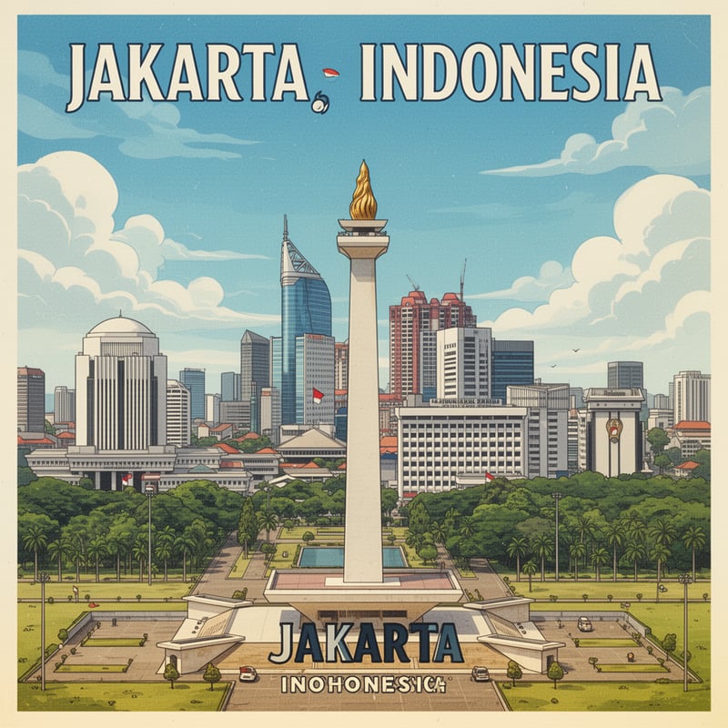 Jakarta Travel Poster Illustration