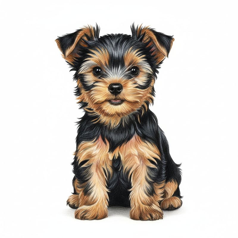 Realistic Yorkshire Terrier Puppy Drawing