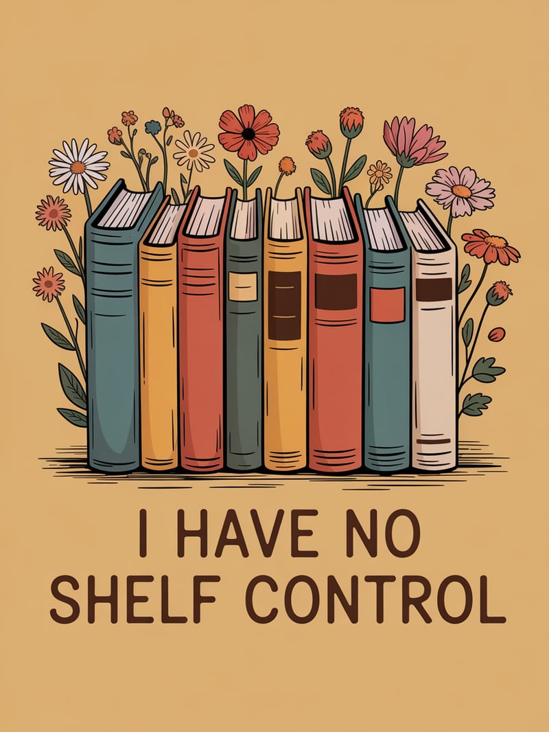 Vintage Books and Floral T-Shirt Design