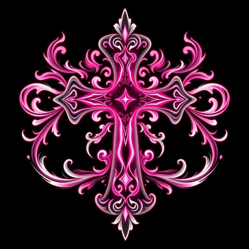 Symmetrical Fantasy Neon Cross Illustration