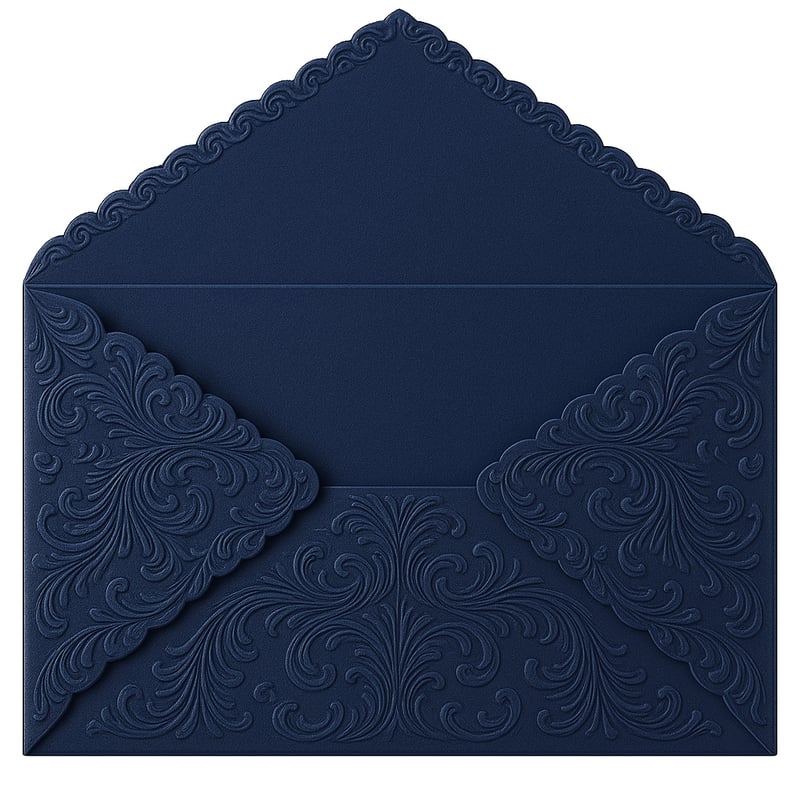 Navy Blue Brocade Envelope