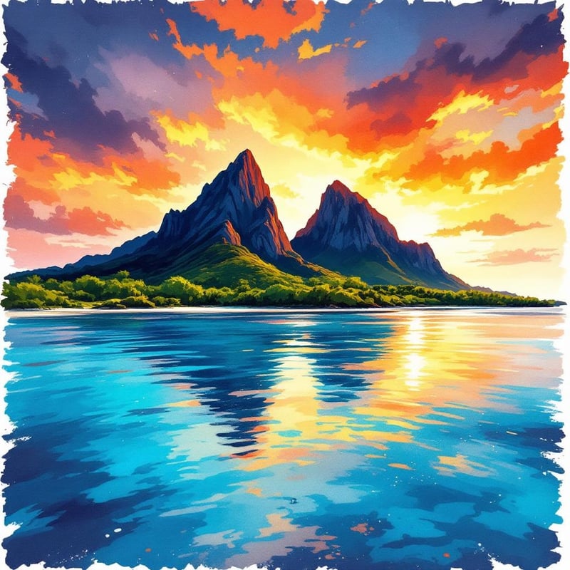 Lord Howe Island Ink & Watercolor Poster