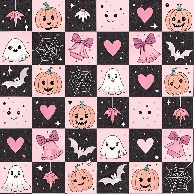 Pastel Pink Spooky Checkerboard Pattern