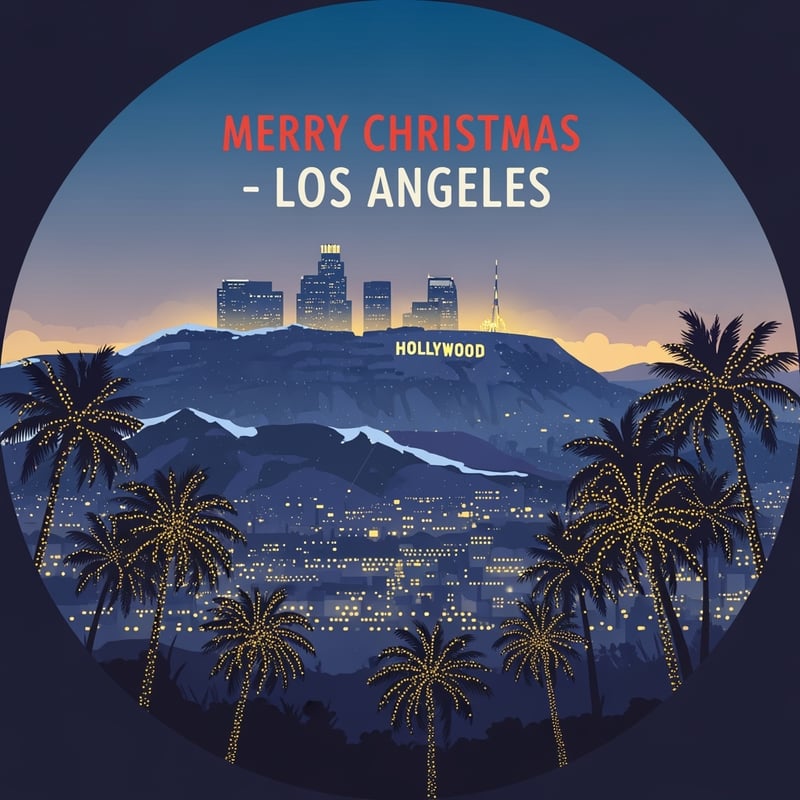 Los Angeles Christmas Skyline Illustration