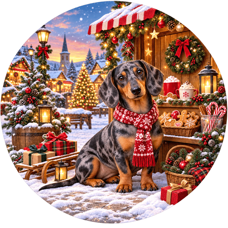 Silver-Dapple Dachshund Holiday Sublimation