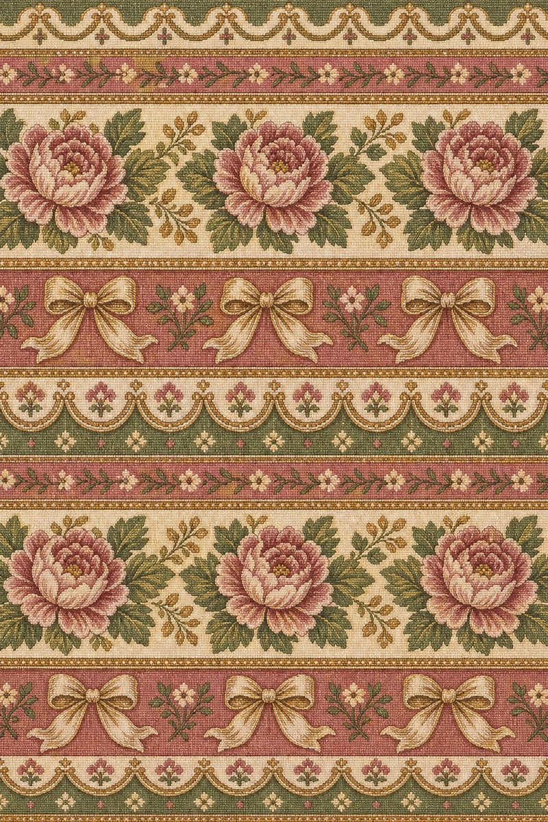 Woven Texture with Floral Stripes