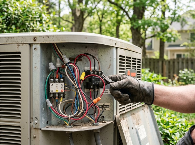 HVAC Technician Working on AC Wiring