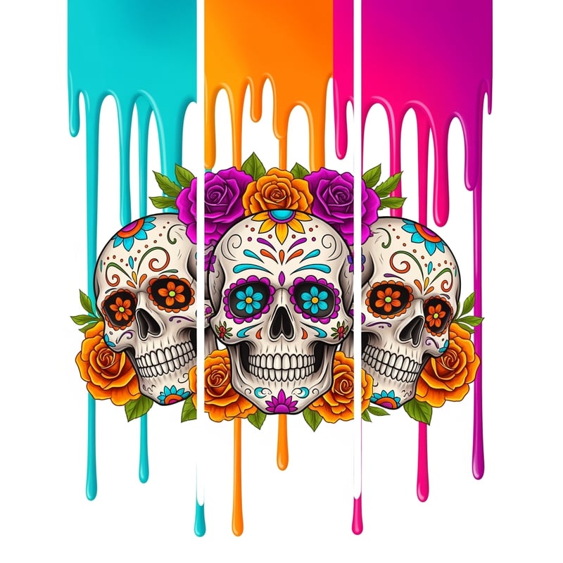 Vibrant Sugar Skulls with Floral Decor