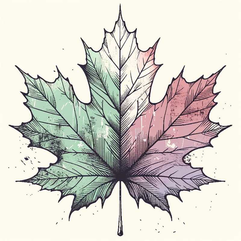 Pastel Goth Maple Leaf Illustration
