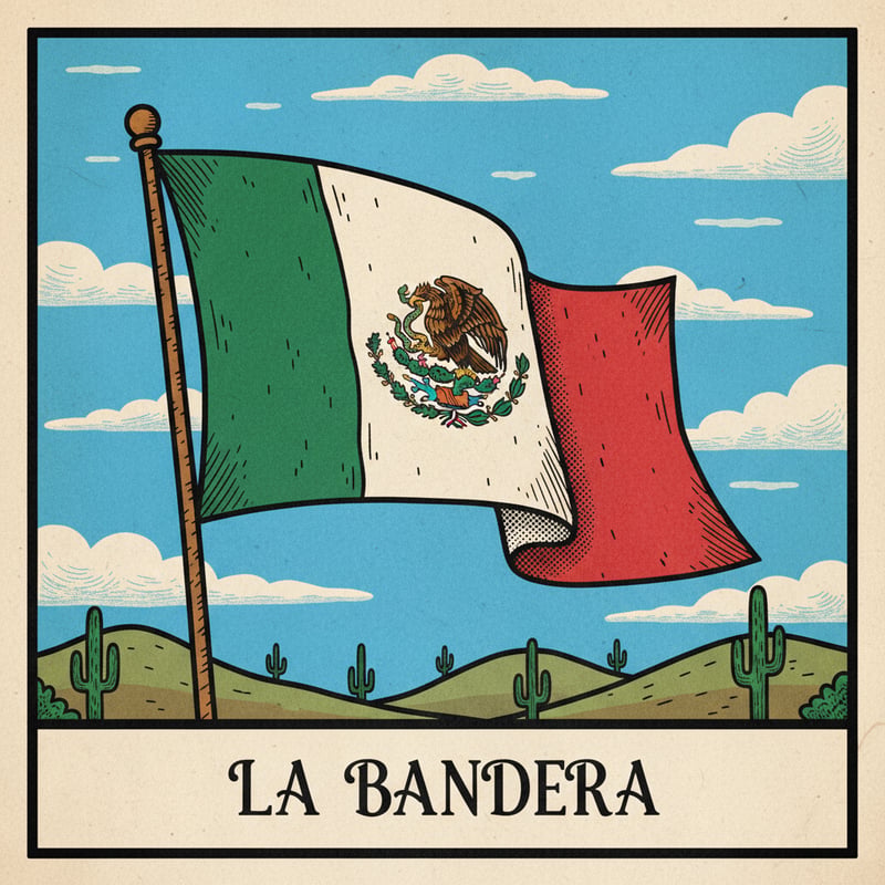 Mexican Flag Lotería Illustration