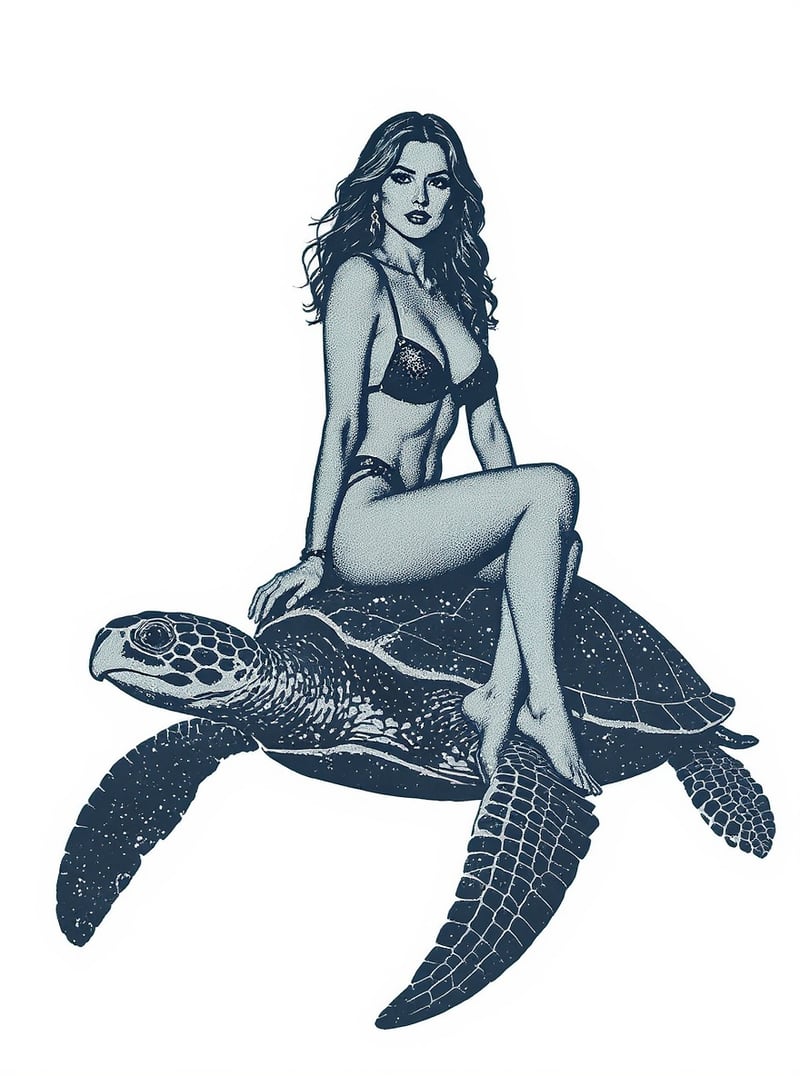 Florida Pinup on Sea Turtle Silhouette