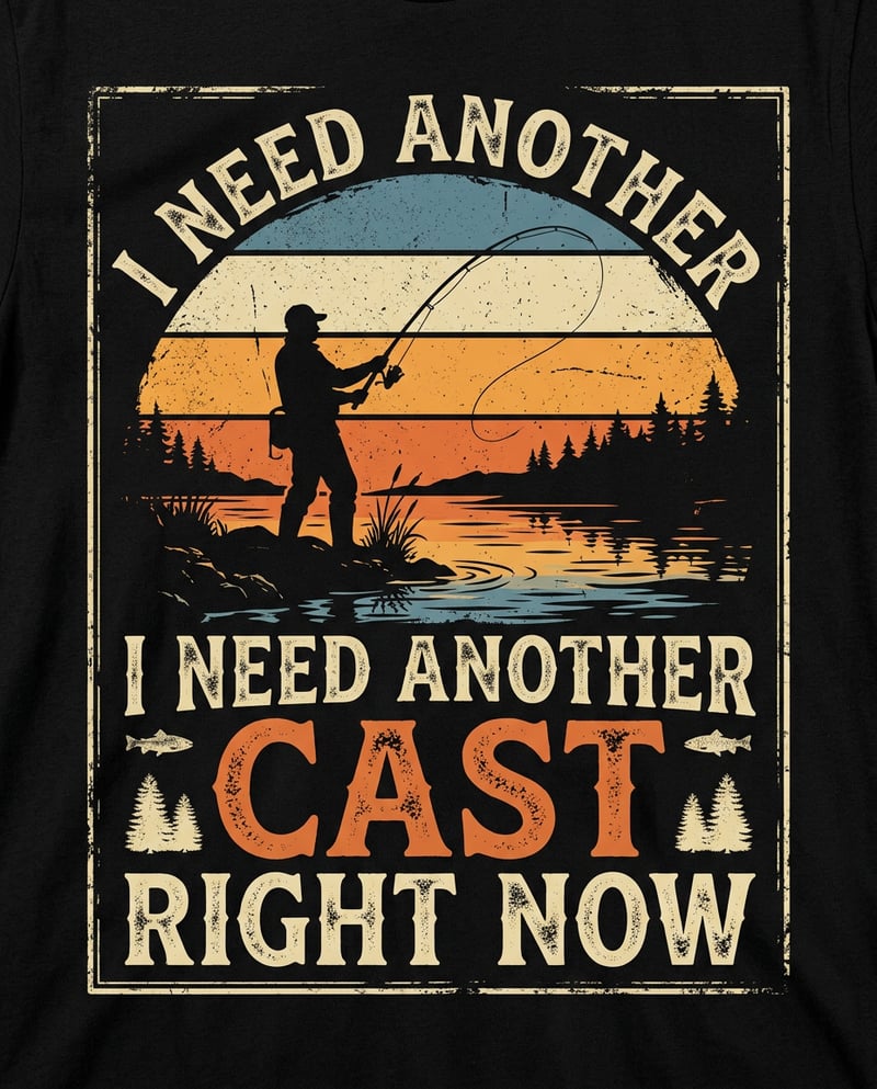 Vintage Fishing Silhouette Design