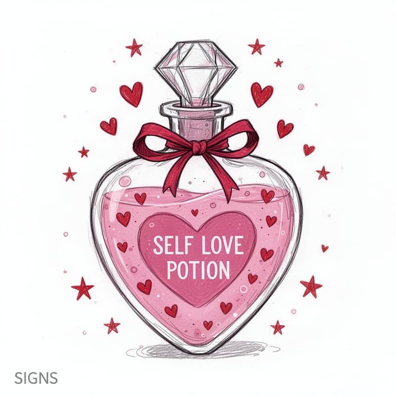 Heart-Shaped Self Love Potion Bottle