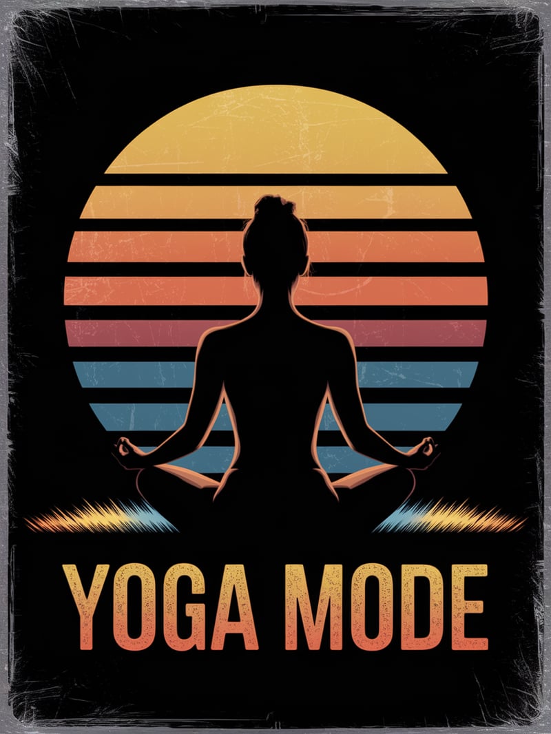Vintage Yoga Silhouette with Sunset