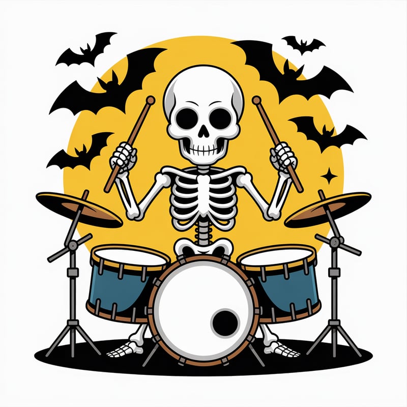 Skeleton Drummer Halloween Vector