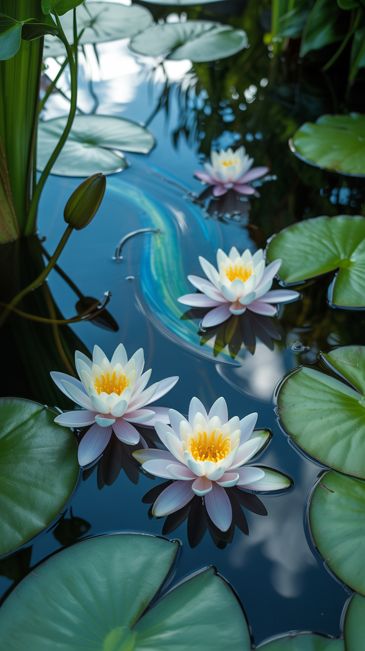 Serene Stained Glass Lily Pond